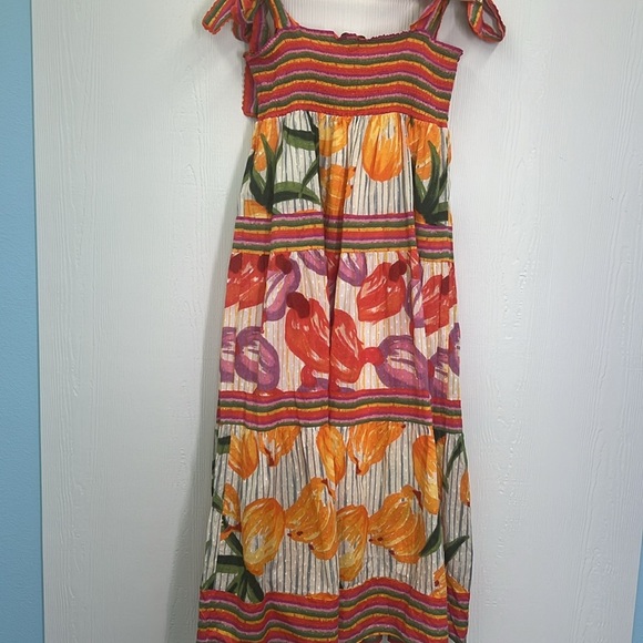 House Of Harlow 1960 - Tropical Fruit Colorful Stripes And Design Maxi Dress LG - Picture 11 of 12